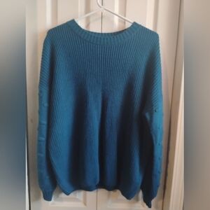 Chic Teal Crew Neck Sweater